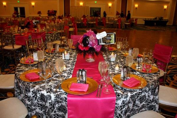 Table setup with centerpiece