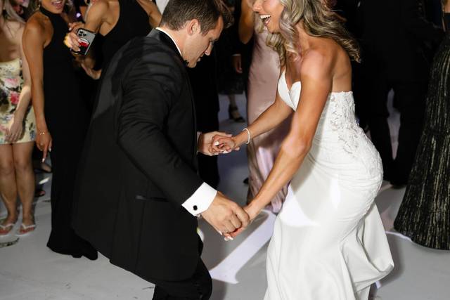 Packed dance floor bride