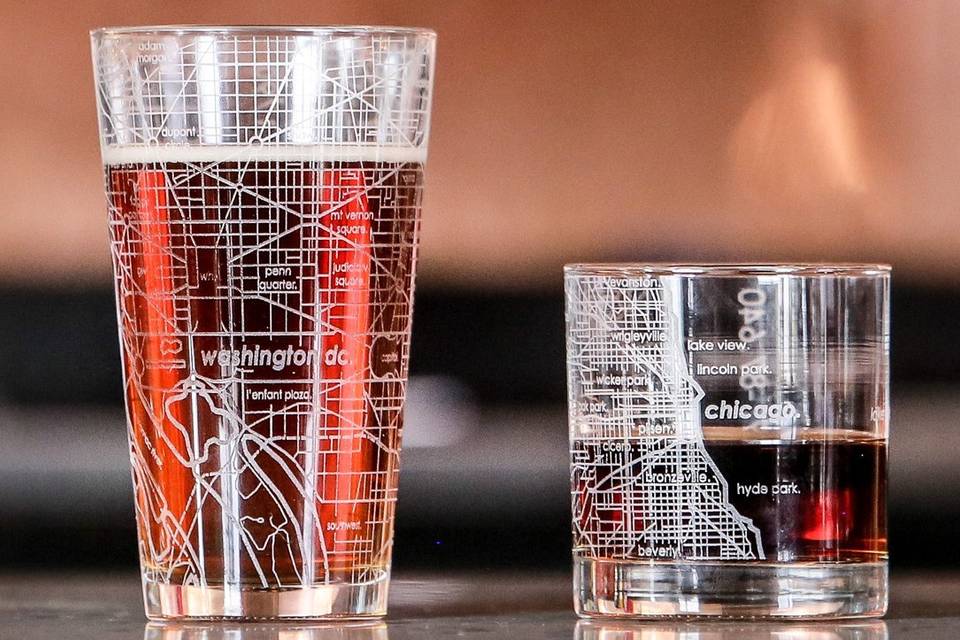 City map glassware collection