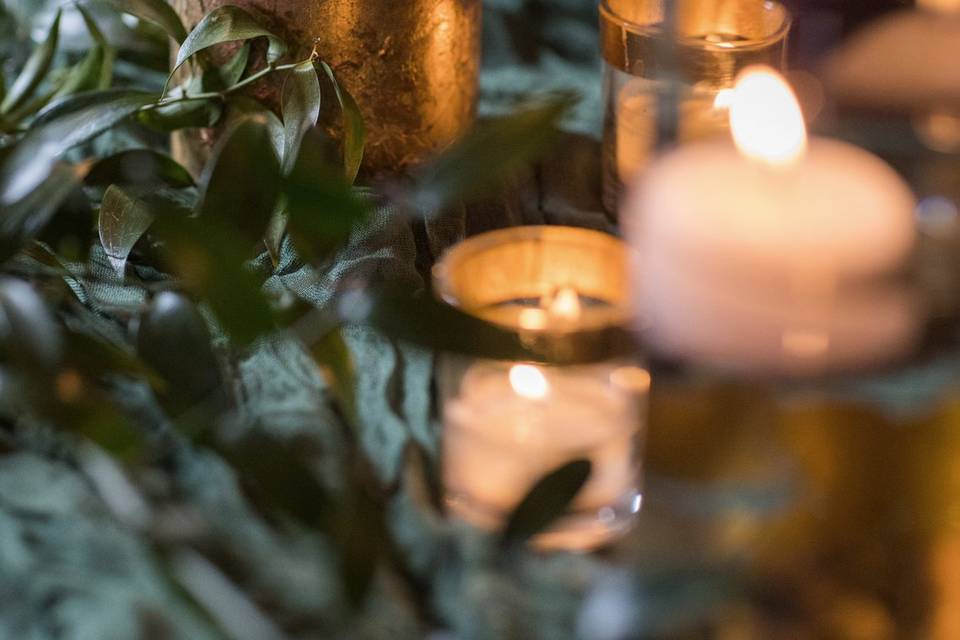 Greenery and candles