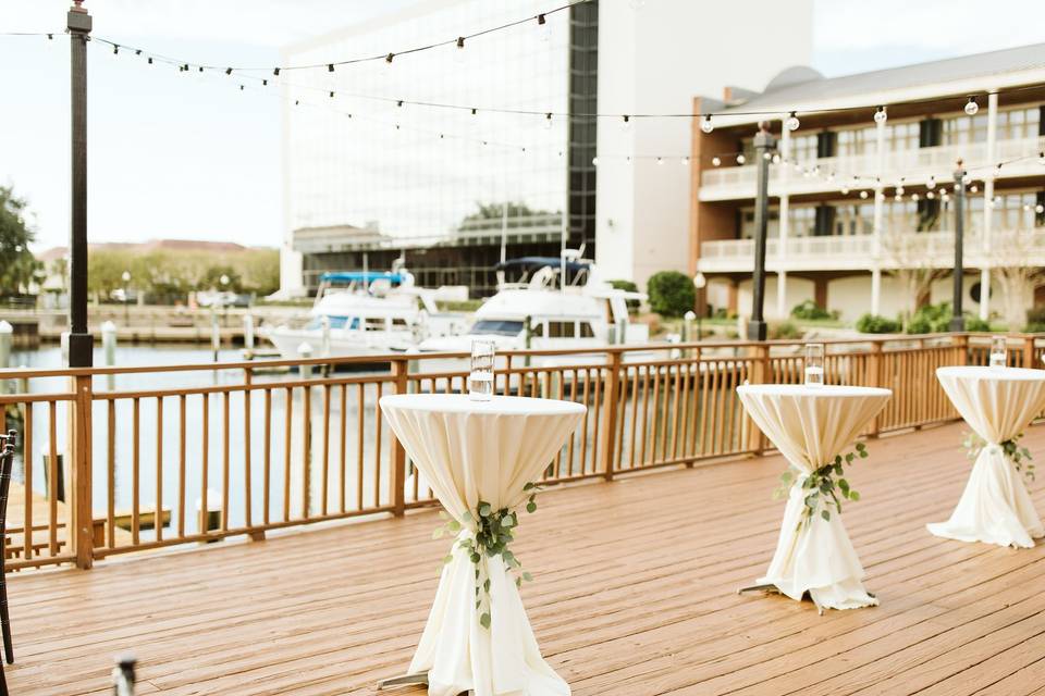 Cocktail reception by the docks