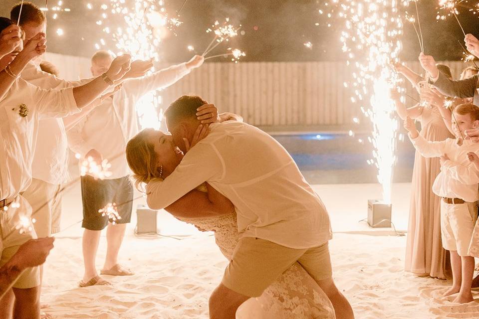 Sparkler Exit on the beach