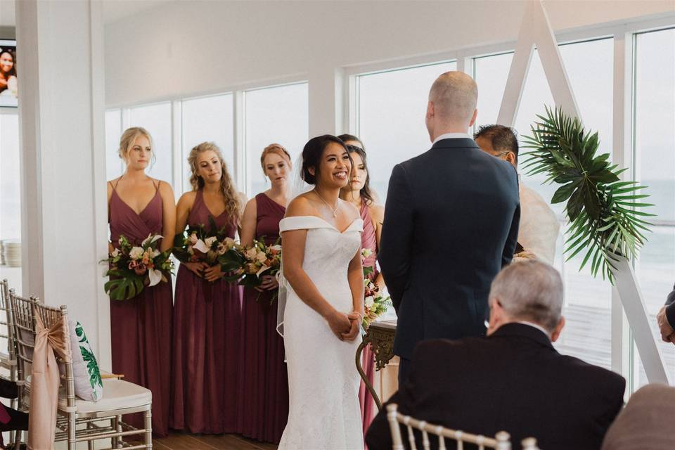 Indoor tropical beach ceremony