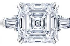 Asscher Cut Diamond Engagement Ring Tapered Baguette Accents