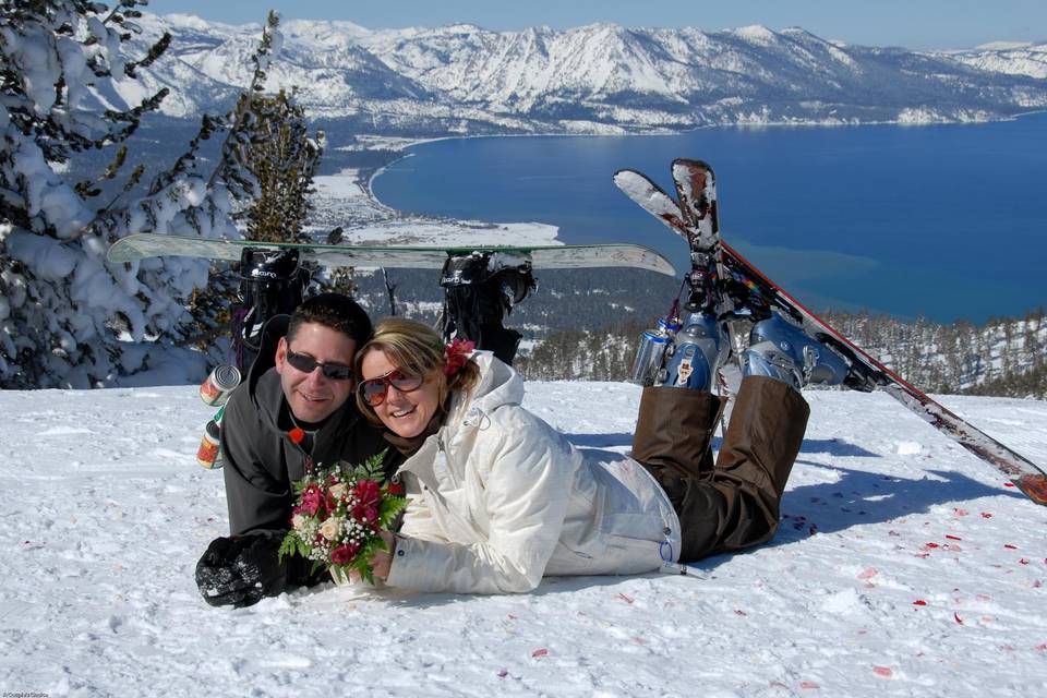 Snowy couple portrait