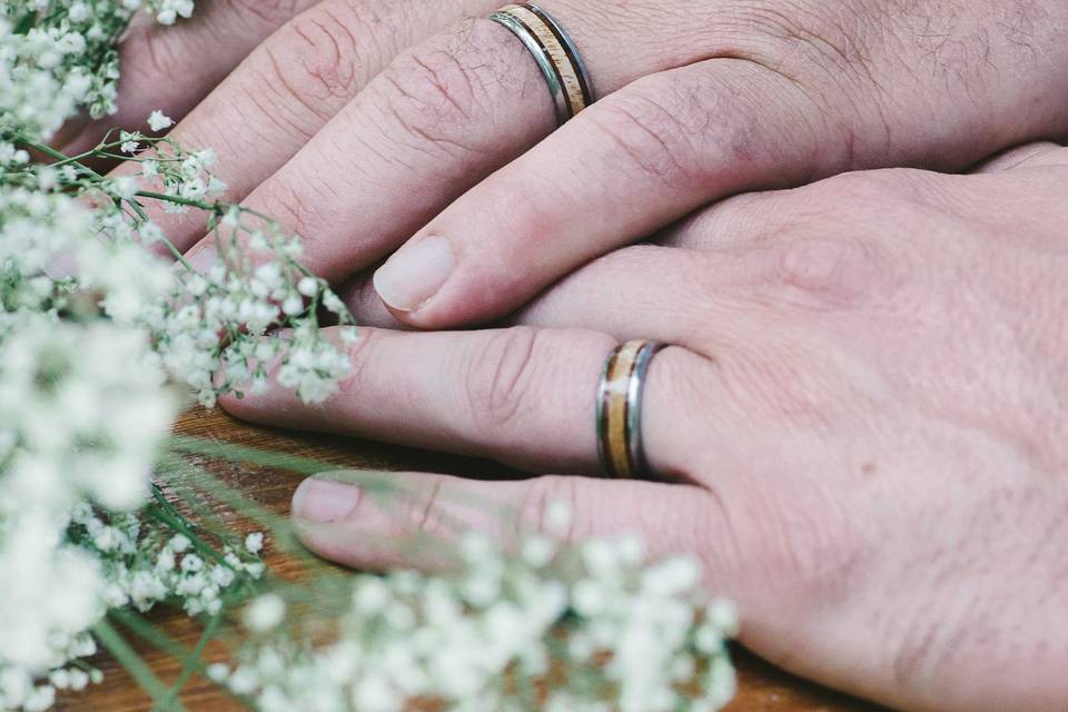 Holding hands with rings on