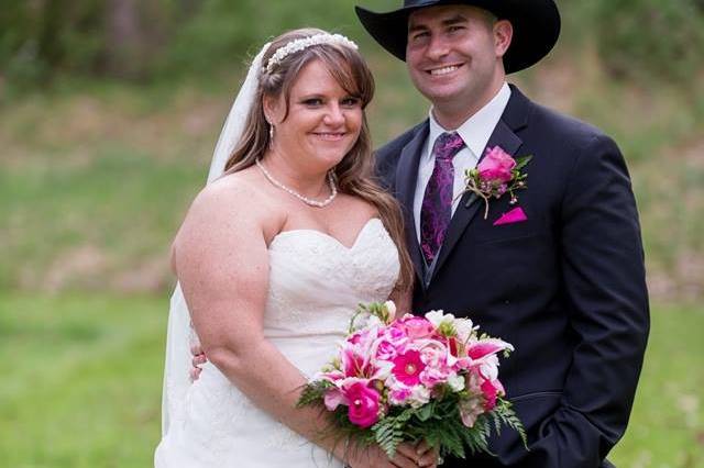 Smiling newlyweds