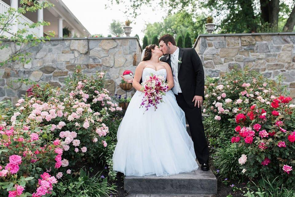 Newlyweds kiss