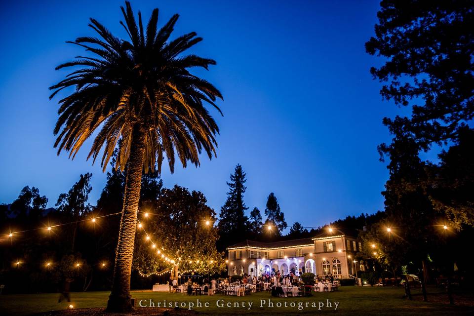 Outdoor reception dinner