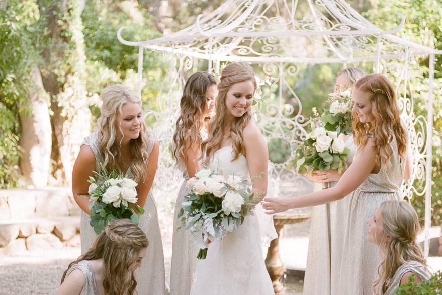 The bride with her bridesmaids