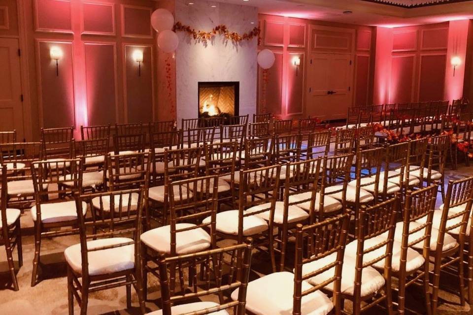 Indoor Ceremony with Fireplace