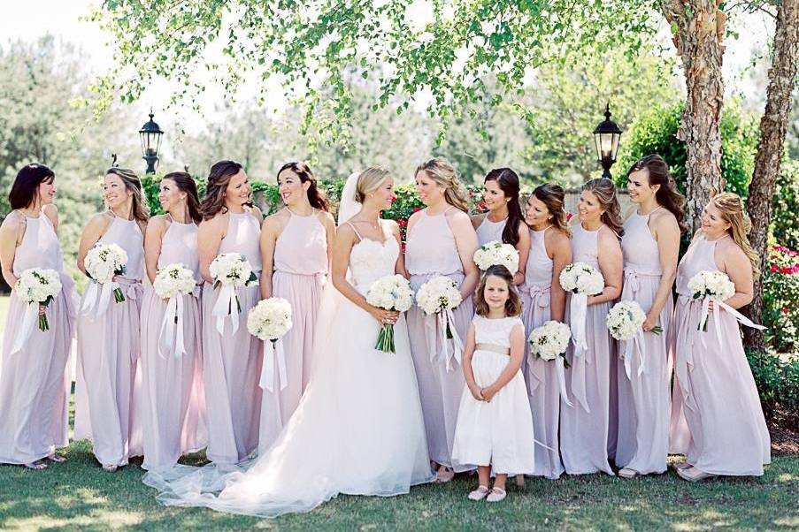 The bride with her bridesmaids