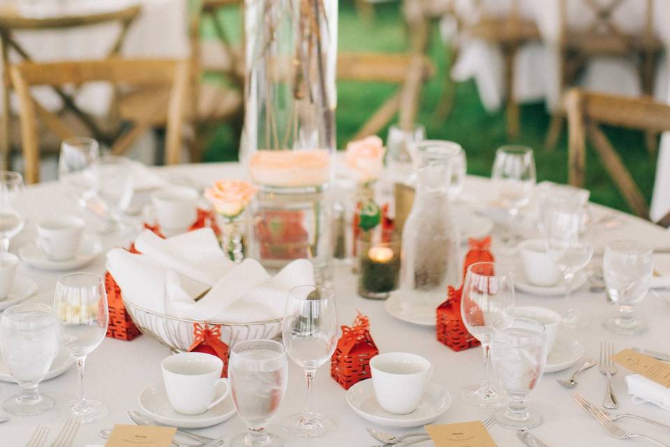 Raised floral centerpiece