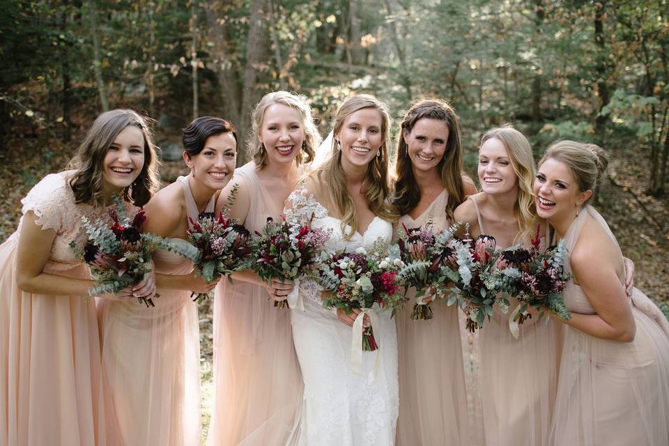 Bouquets of the bride and bridesmaids