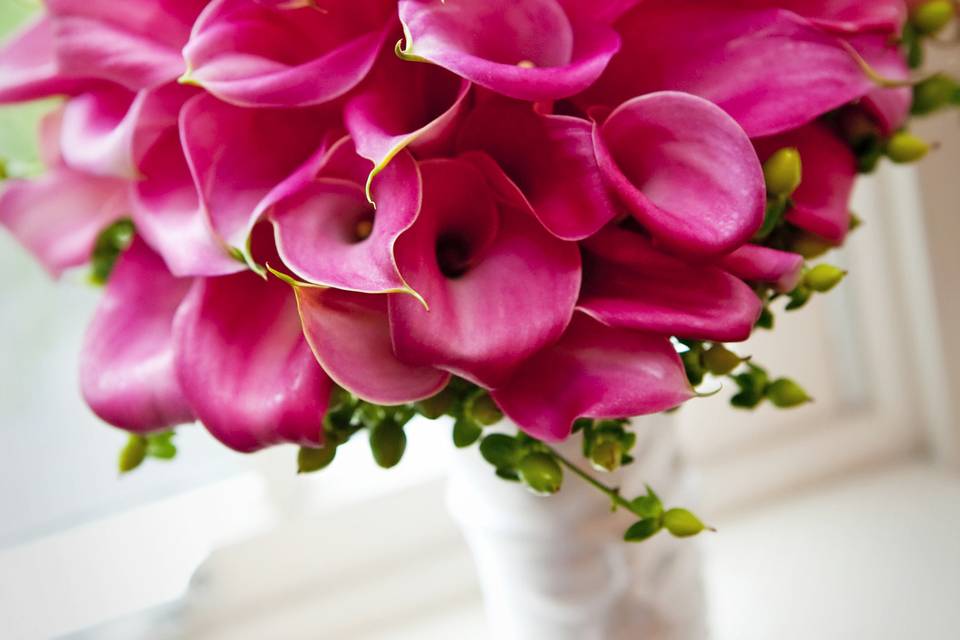 Pink floral table centerpiece