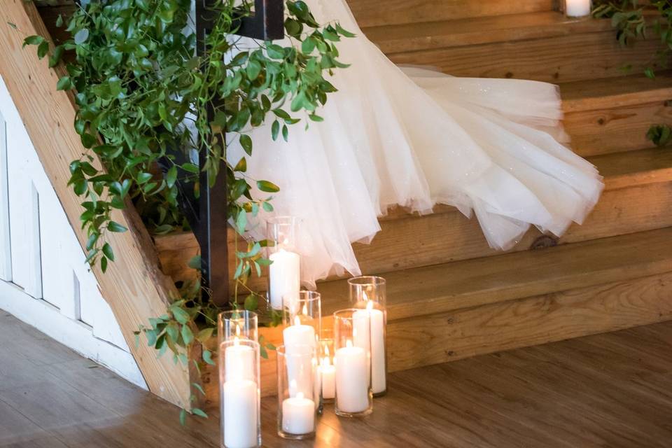 Lovely bride and staircase