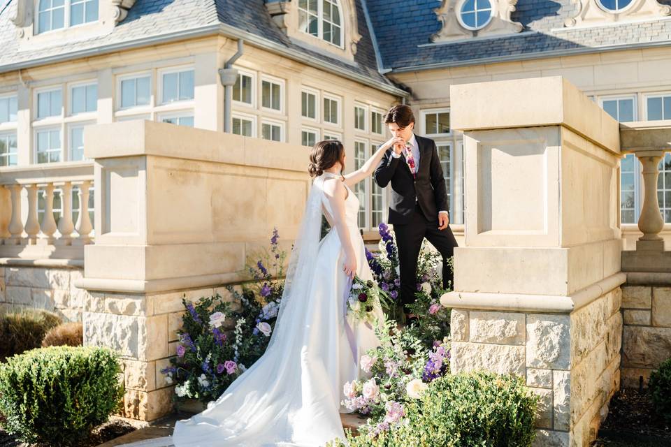 Couple walking up stairs