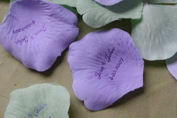 Personalized flower petals in colors to match any wedding or celebration..with YOUR names or message!!