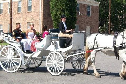 Taking the bride, groom, and photographer to the reception after the wedding.