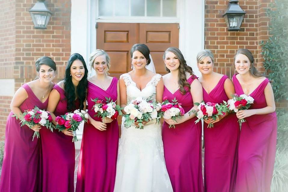 Bride and her bridesmaids