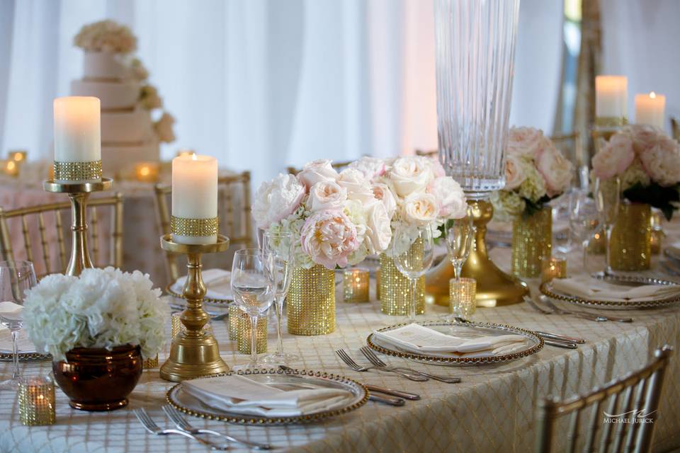 Table setup with centerpiece