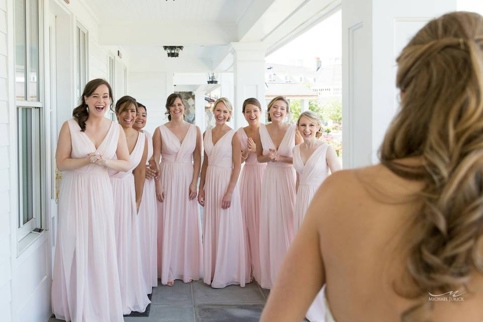 The bride with her bridesmaids