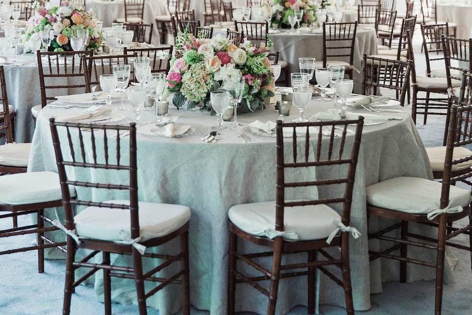 Table setup with floral centerpiece