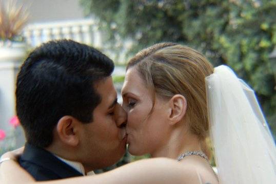 The special first kiss as man and wife.
