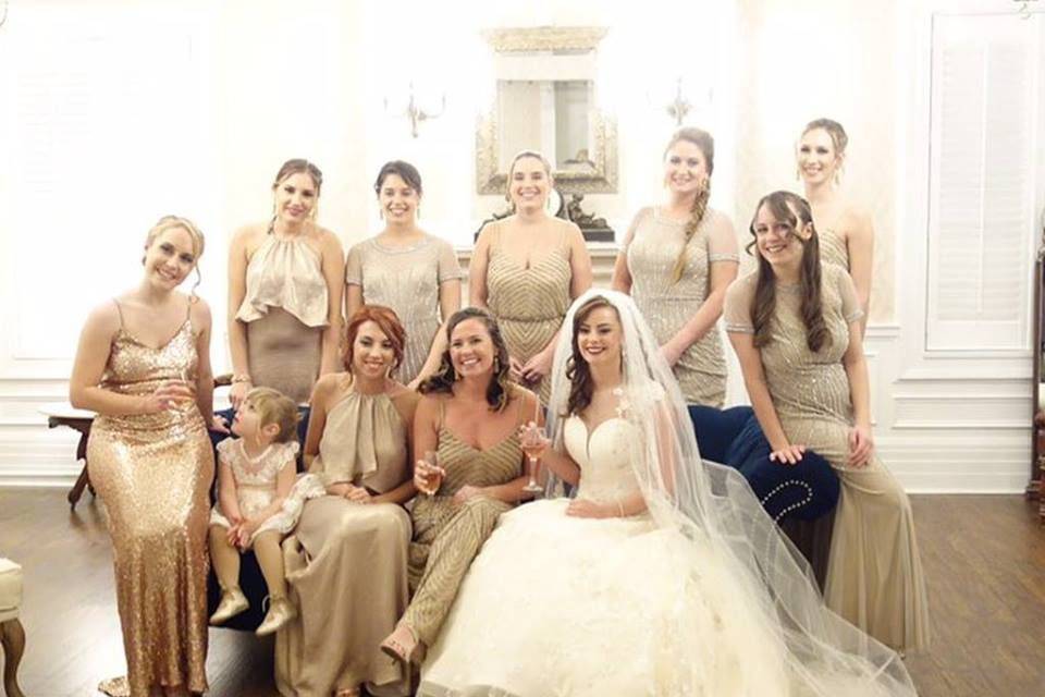 The bride and bridesmaids