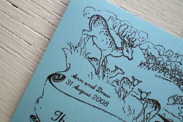 Custom thank you notes for an August 2008 wedding.