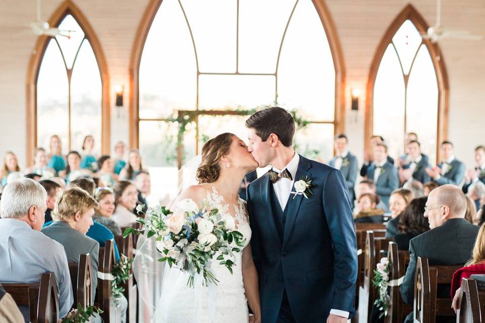 Bride and Groom Kiss