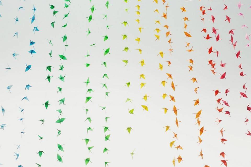 Rainbow Origami Crane Sculpture - Unique Rentables and Backdrops for your Special Day