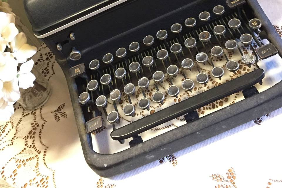 One of my favorite pieces, our vintage Royal typewriter!