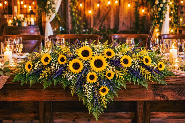 Sunflower head table display