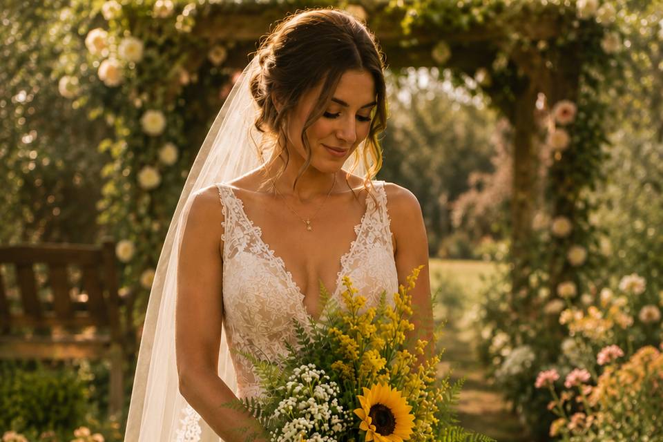 Sunflower bridal large cascade