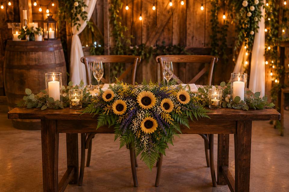 Sunflower sweetheart table