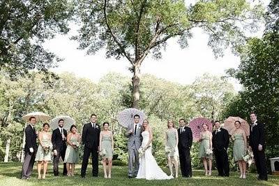 The couple with the bridesmaids and groomsmen