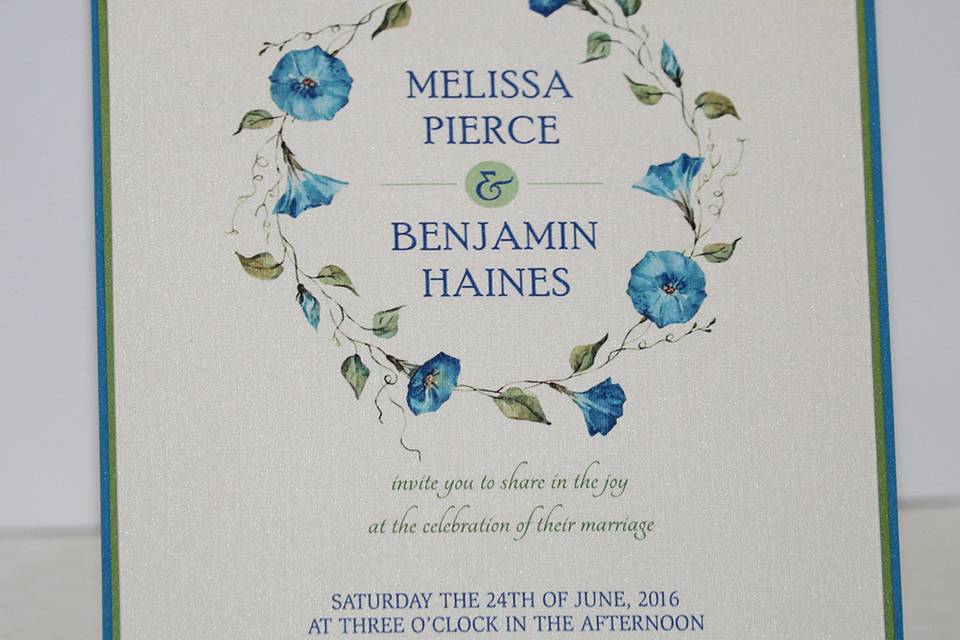 Closeup of wedding invite