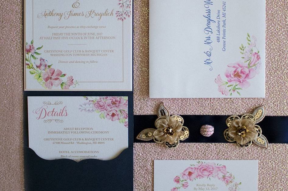 Blush Floral and Navy