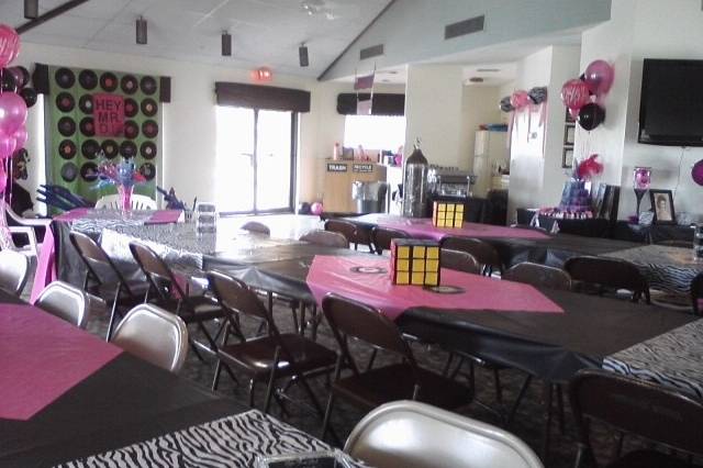 Ocean and Racquet's clubhouse set-up for a birthday party