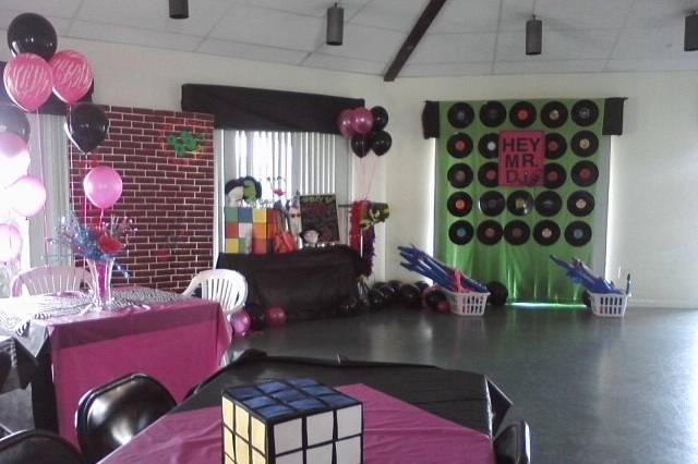 Ocean and Racquet's clubhouse set-up for a birthday party.