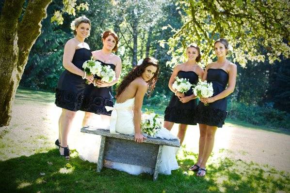 Bride with bridesmaids