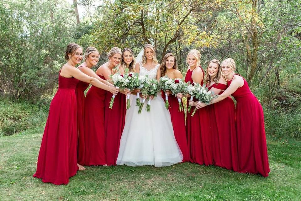 Vibrant red gowns