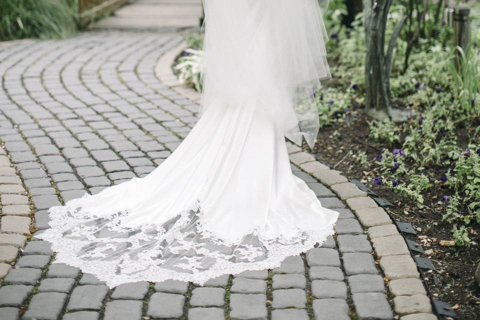 Bridal portrait on pathway