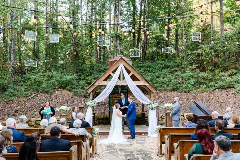 A ceremony in the woods