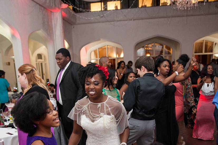 Bride with flower girl