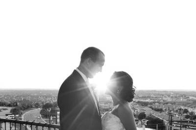 Bride & Groom off the balcony, photo credit: Capturing Memories Photography