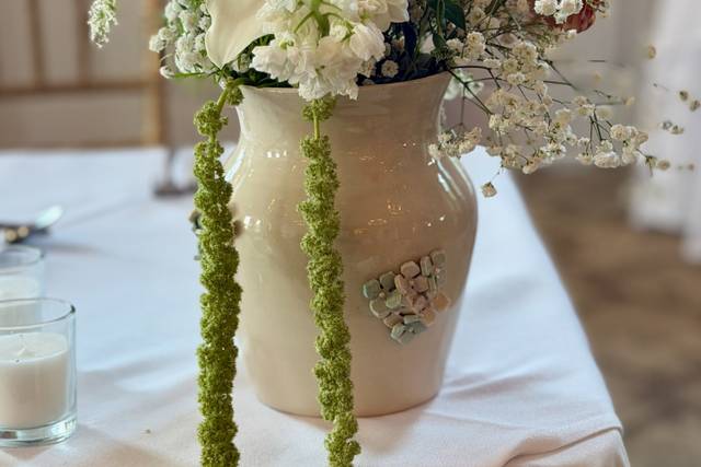 Table Hydrangea vase w/pearls1