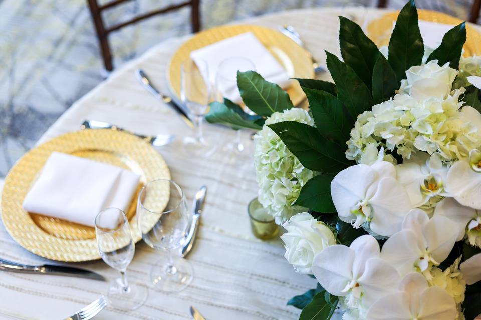 Table setup with centerpiece