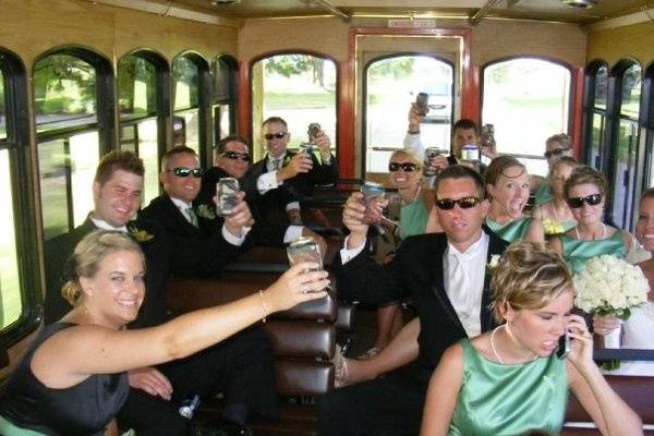 Cheers on the trolley